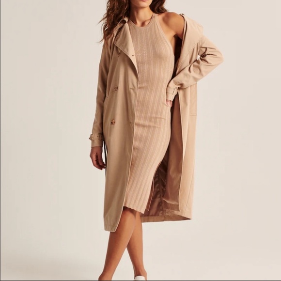Abercrombie & Fitch Dresses & Skirts - NWT A&F Scuba Midi Sweater Dress Tan Beige Sz LARGE Abercrombie & Fitch